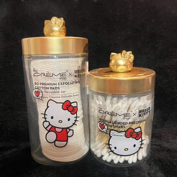 Hello Kitty Chic Reusable Matte Gold Jar Precision Cotton Swabs and Pads - Picture 4 of 9